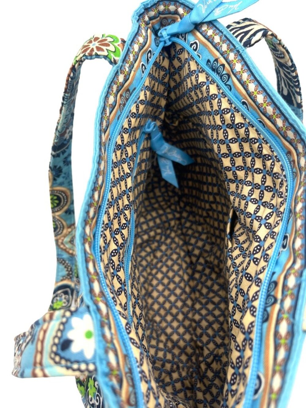 Vera Bradley Blue Floral Quilted Shoulder Bag Zipper Closure Multicolor - Picture 6 of 8